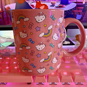 Sanrio Hello Kitty Pink Rainbows Stars Bows Confetti Ceramic Large Mug 20oz 2024